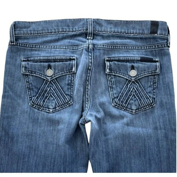 7 For All Mankind Women's Sz 28 Bootcut Medium Wash Denim Jeans Flap Pockets - Picture 9 of 9